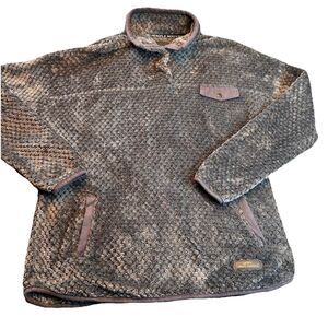 Simply Southern Womens Sherpa Pullover Sweater Gray Soft Fluffy Size Large